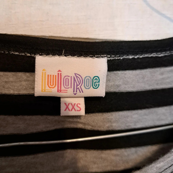 LuLaRoe Small Julia Gray Stripes Ribbed Short Sleeve Dress Size XXS - Picture 3 of 4